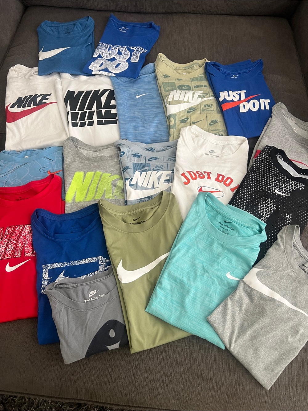 Nike Kids Mixed Color Logo Tee Bundle - Blue, Green, Red, Gray, White, Teal
